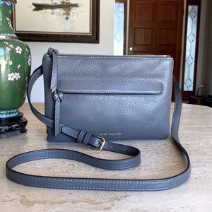 Sweet🌹VINCE CAMUTO Gally Gray Pebble Leather Double Zipper Crossbody!